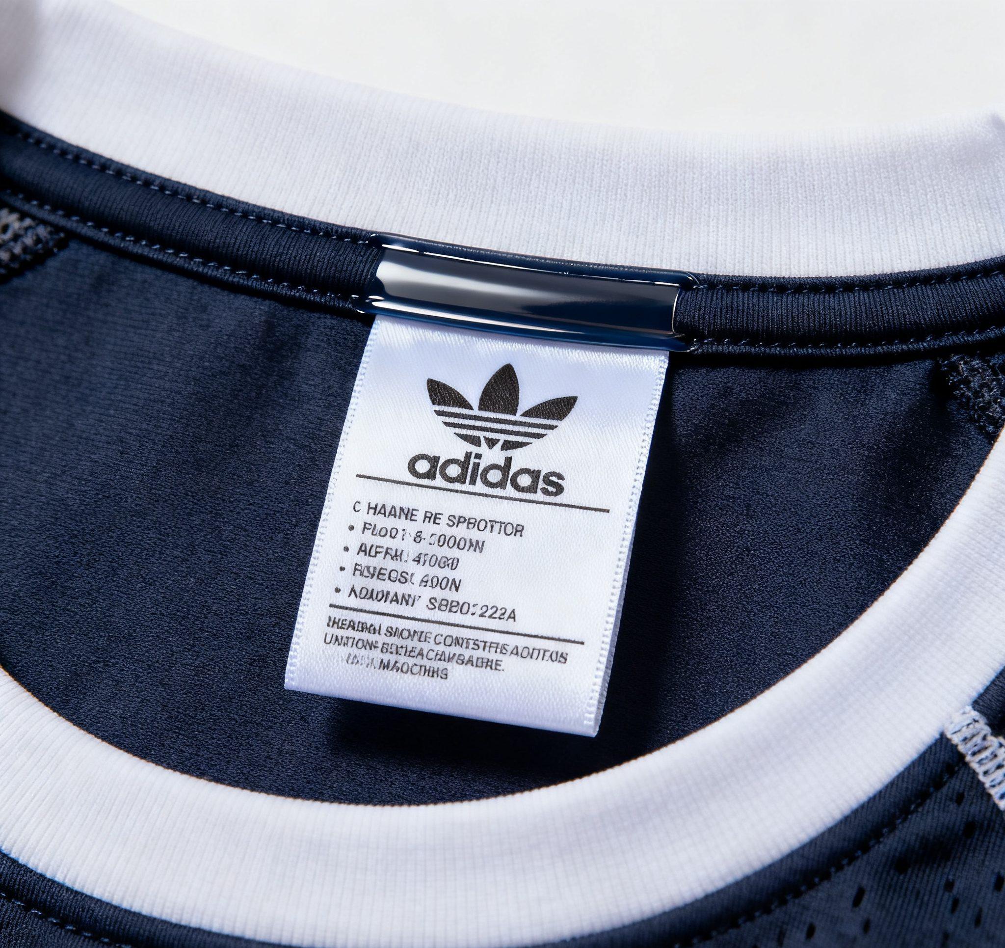 Heat cut garment label with sealed edge on activewear.”